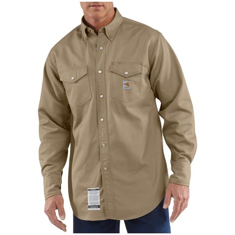 Mens Carhartt® Flame Resistant Snap Front Twill Work Shirt