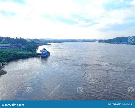 Transportation Activities On The Mahakam River In The Afternoon Taken