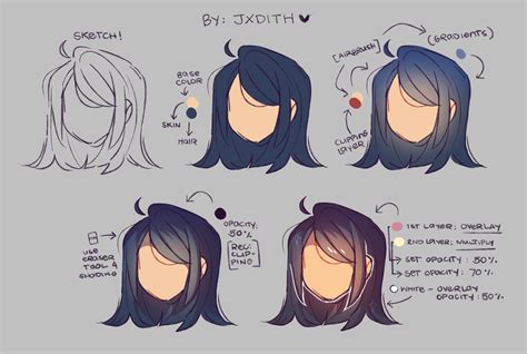 This tutorial will show you how to draw male and female anime hair. ᴊᴜᴅʏ ᴏʀ ᴊᴊ 💤 on Twitter: "A tiny tutorial on how I color ...