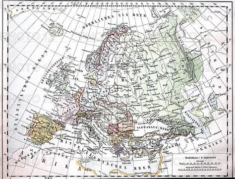 Map Of Europe From 1880 Photo12 Imagebroker Sunny Celeste