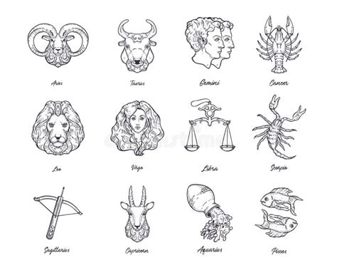 Signo Virgo Zodiaco El Símbolo Del Horóscopo Astrológico Ilustración