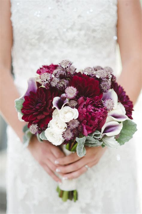 Burgundy And White Flower Bouquet