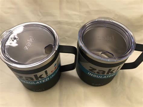 Zak Designs 13oz Double Wall Stainless Steel Explorer Mug Black Set Of