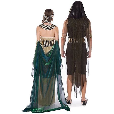 Adult Ancient Egypt Egyptian Pharaoh King Empress Cleopatra Queen Costume Halloween Party