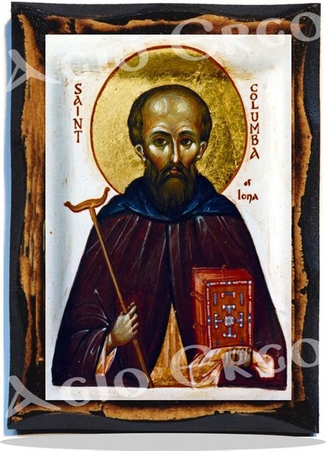 Saint Columba Apostle To The Picts Christian Icon On Wood Etsy