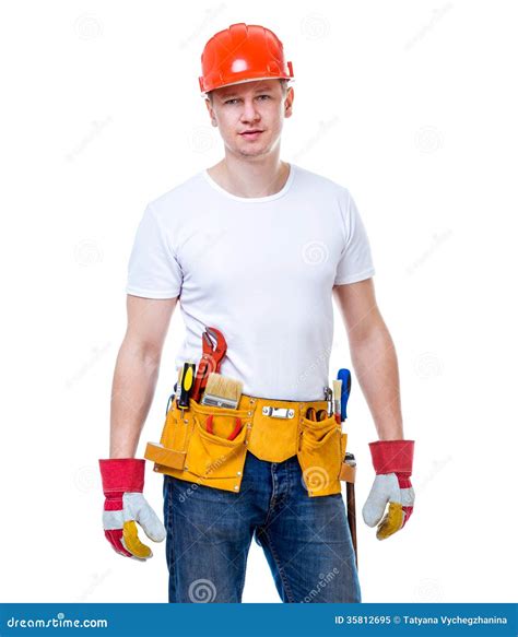 Handsome Worker In A Helmet O Stock Image Image Of Caucasian