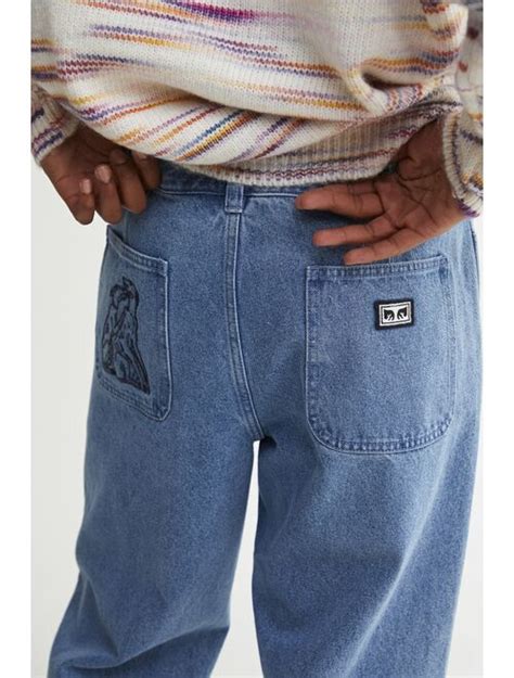 Buy Obey Depot Embroidered Baggy Double Knee Jean Online Topofstyle