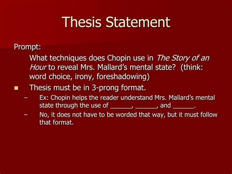 From a general summary to chapter summaries to explanations of famous quotes, the sparknotes the story of an hour study guide has everything you need to ace quizzes, tests, and essays. PPT - "The Story of an Hour" by Kate Chopin PowerPoint ...