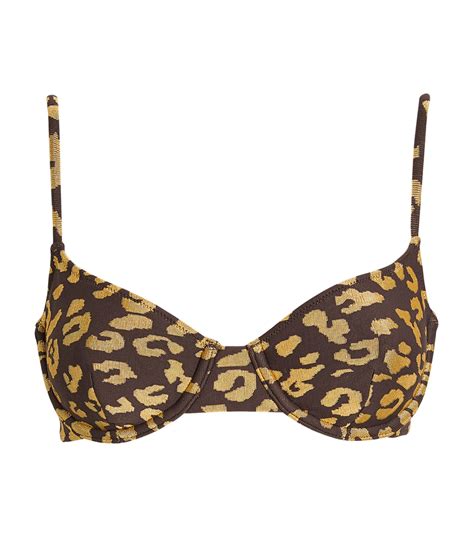 Solid And Striped Gold Leopard Print Ginger Bikini Top Harrods Uk