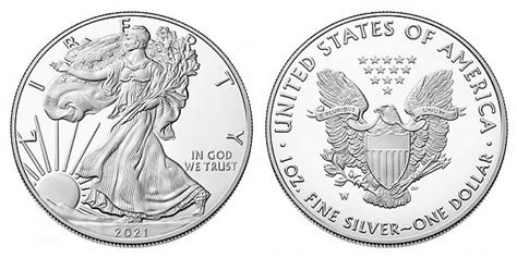 2021 W American Silver Eagle Bullion Coin Proof Type 1 One Troy Ounce