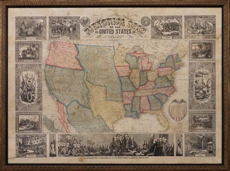 1848 Pictorial Map Of The United States By Ensign And Thayer At 1stdibs