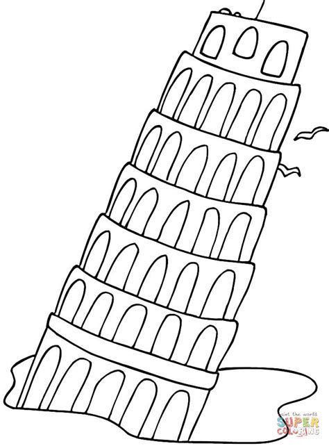 Dibujo De La Torre Inclinada De Pisa Para Colorear Dibujos Para