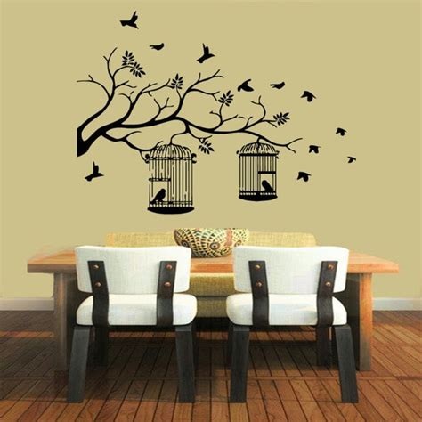 Bird Cages On The Tree Vinyl Sticker Wall Art Overstock 10165519