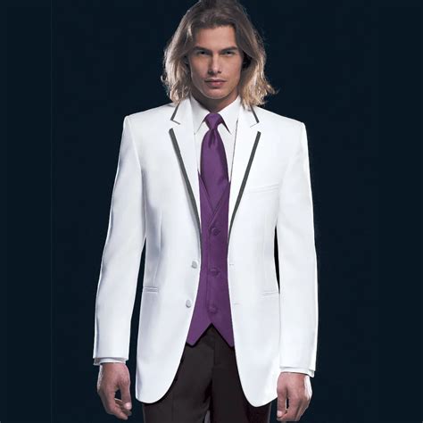 Custom Made Groom Tuxedo Bespoke White Suits With Violet Purple Vest