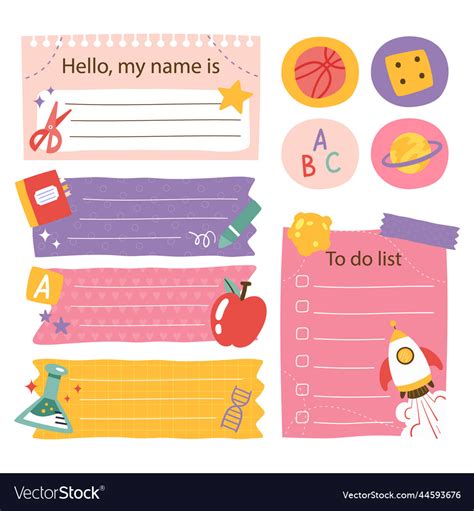 Hand Drawn Notebook Label Set Royalty Free Vector Image