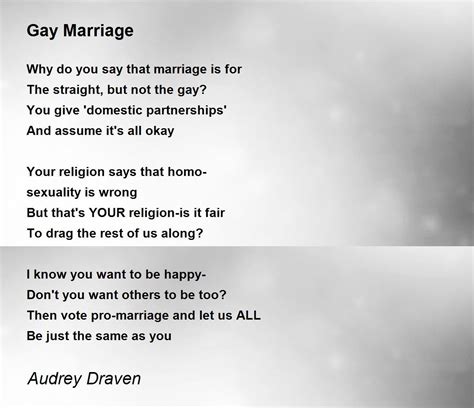 Gay Marriage Gay Marriage Poem By Audrey Draven
