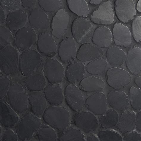 Nature Round Pebble Alor Black Mosaic Stone Shower Floor Black Tile