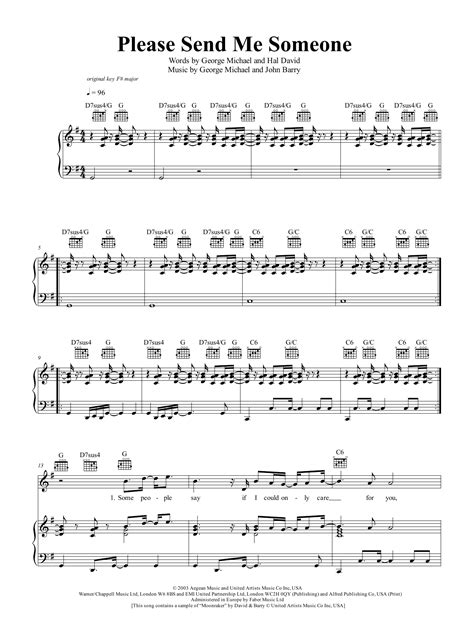 Please Send Me Someone Sheet Music George Michael Piano Vocal And Guitar Chords Right Hand