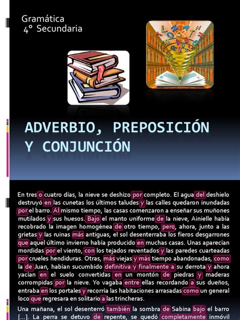 Adverbio PreposiciÓn Y ConjunciÓn Adverbio Mecánica Del Lenguaje