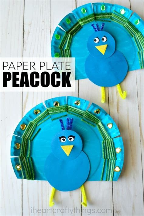 Yarn Weaved Paper Plate Peacock Craft I Heart Crafty Things