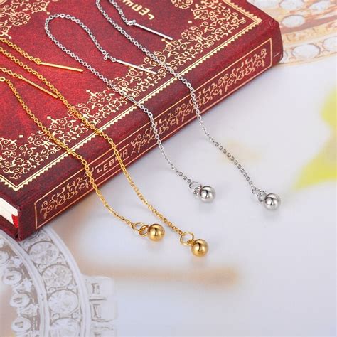 Lasperal 1pair Long Tassel Drop Earrings With Ball Charms Fashion