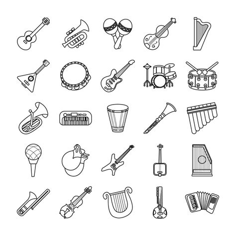 Bundle Of Twenty Five Musical Instruments Set Collection Icons 2562646