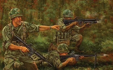 Art War Vietnam Jungle Soldiers M 16 Rifle Modifications