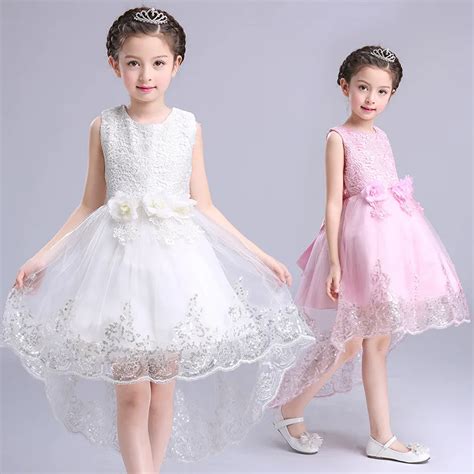 Children Girls Floral Lace Princess Dresses 2018 New Kids Elegant