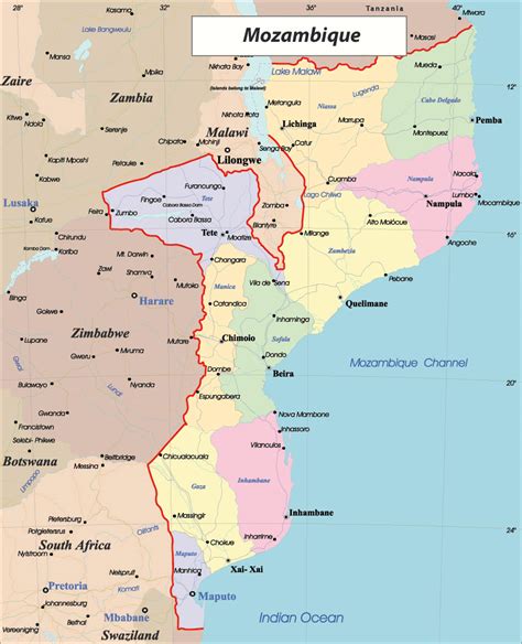 Detailed Administrative Map Of Mozambique Mozambique Detailed