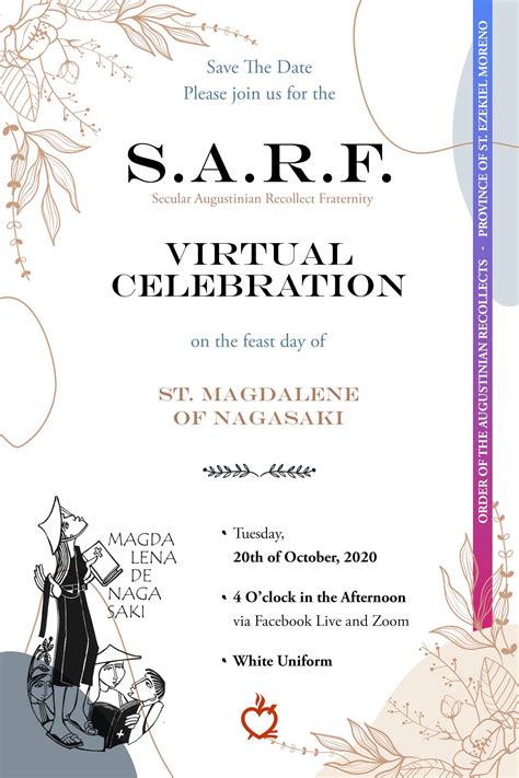 Invitation Sarf Feast Day 2020 Agustinos Recoletos