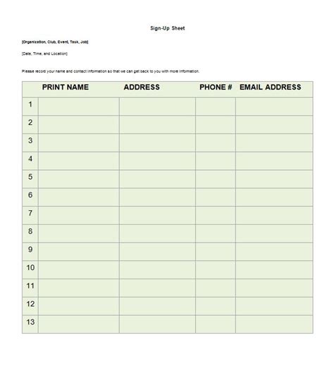 sign  sheet sign  sheet templates word excel