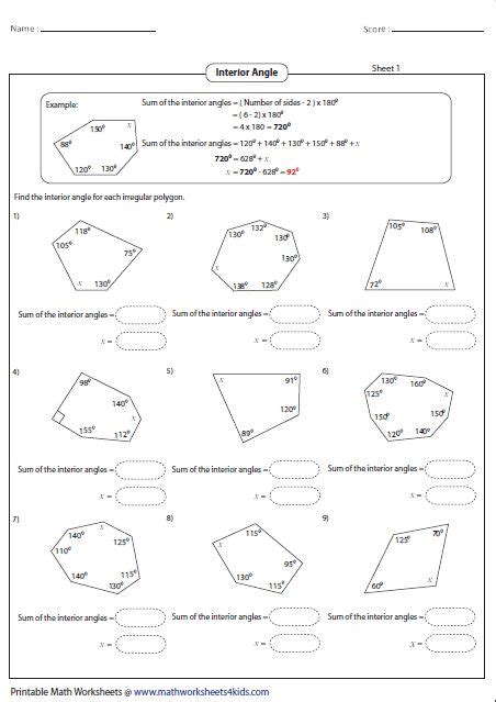 Polygon Interior And Exterior Angle Worksheet