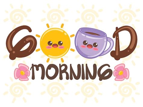 Premium Vector Cute Sun And Coffee Cup Good Morning Concept Cartoon