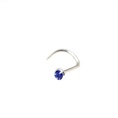 Tiny Nose Ring With Sapphire Blue Swarovski Crystal Bezel Etsy