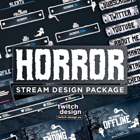 Animated Horror Twitch Overlay Package For Streamers Dark Spooky Scary