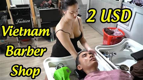 vietnam barber shop asmr massage face shave wash hair with beautiful girl