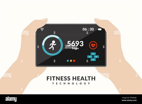 Vector Illustration Of Both Hands Holding Fitness Activity Tracker With