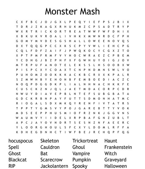 Monster Mash Word Search Wordmint