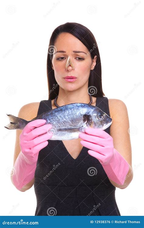 Woman Holding A Raw Fish Stock Photo Image Of Caucasian 12938376