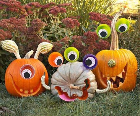 Diy Pumpkin Carving Ideas Googly Eyed Monsters Fall Holidays Holidays
