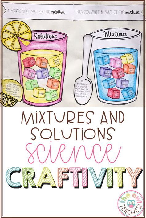 Mixtures And Solutions Craftivity The Owl Teacher By Tammy Deshaw