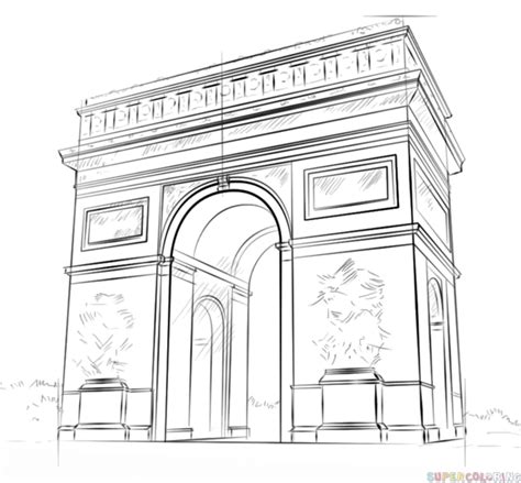 How to draw the Arc de Triomphe step by step. Drawing tutorials for