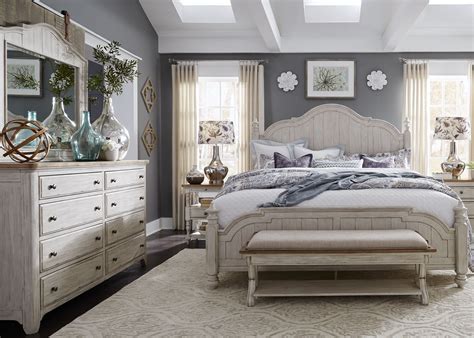 Farmhouse bedroom set farmhouse decor farmhouse furniture timber furniture white farmhouse farmhouse table farmhouse bed frames rustic we are digging this new farmhouse bedroom set! Farmhouse Reimagined Antique White Poster Bedroom Set from ...