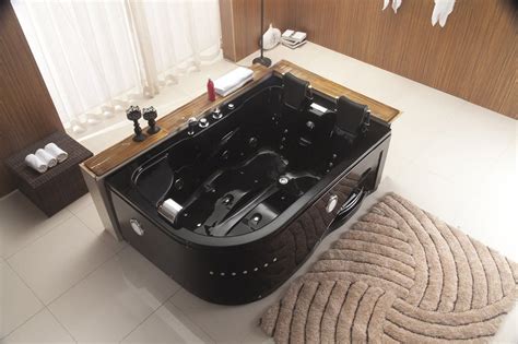 Indoor Jetted Hydrotherapy Whirlpool Bathtub Hot Tub Spa Black 2 Person