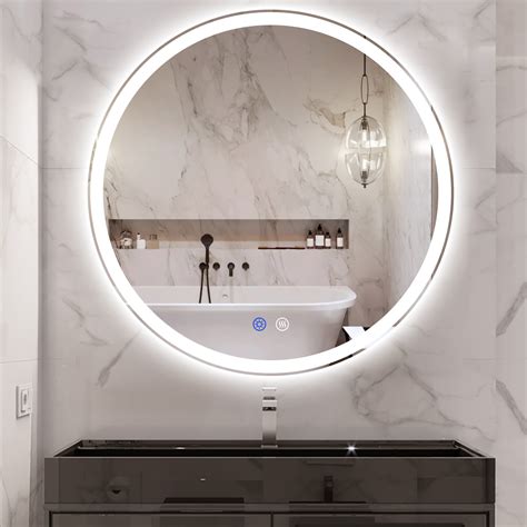 Orren Ellis Modern And Contemporary Lighted Fog Free Round Bathroom Vanity Mirror And Reviews