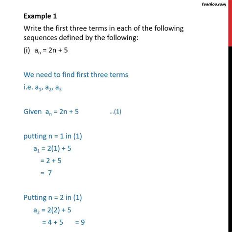 Example 1 Write The First Three Terms In The Sequence An 2n 5