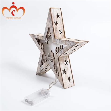 Christmas Wooden Star Lighting Festival Decoration Led Holiday Party