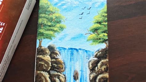 Acrylic Painting Of Waterfall Waterfall Painting On Canvas Easy