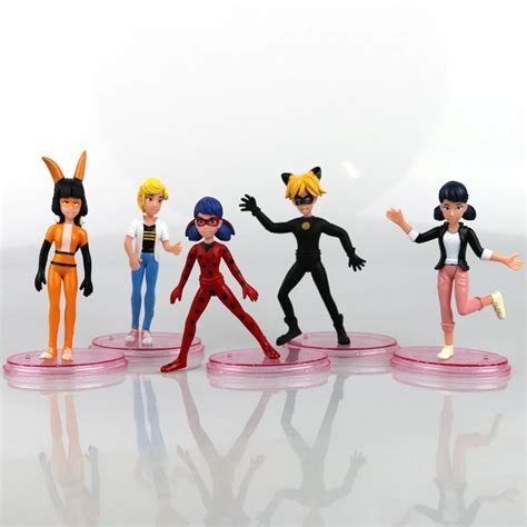 5pcsset Boneca Miraculous Ladybug Toys Action Figure Cute Vinyl Anime
