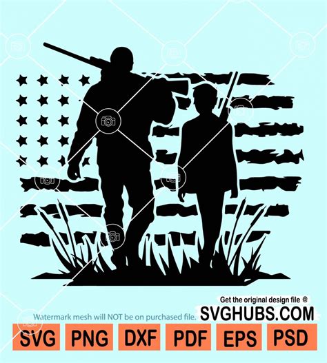 Us Father And Son Hunting Svg American Flag Svg Hunting Svg Hunting